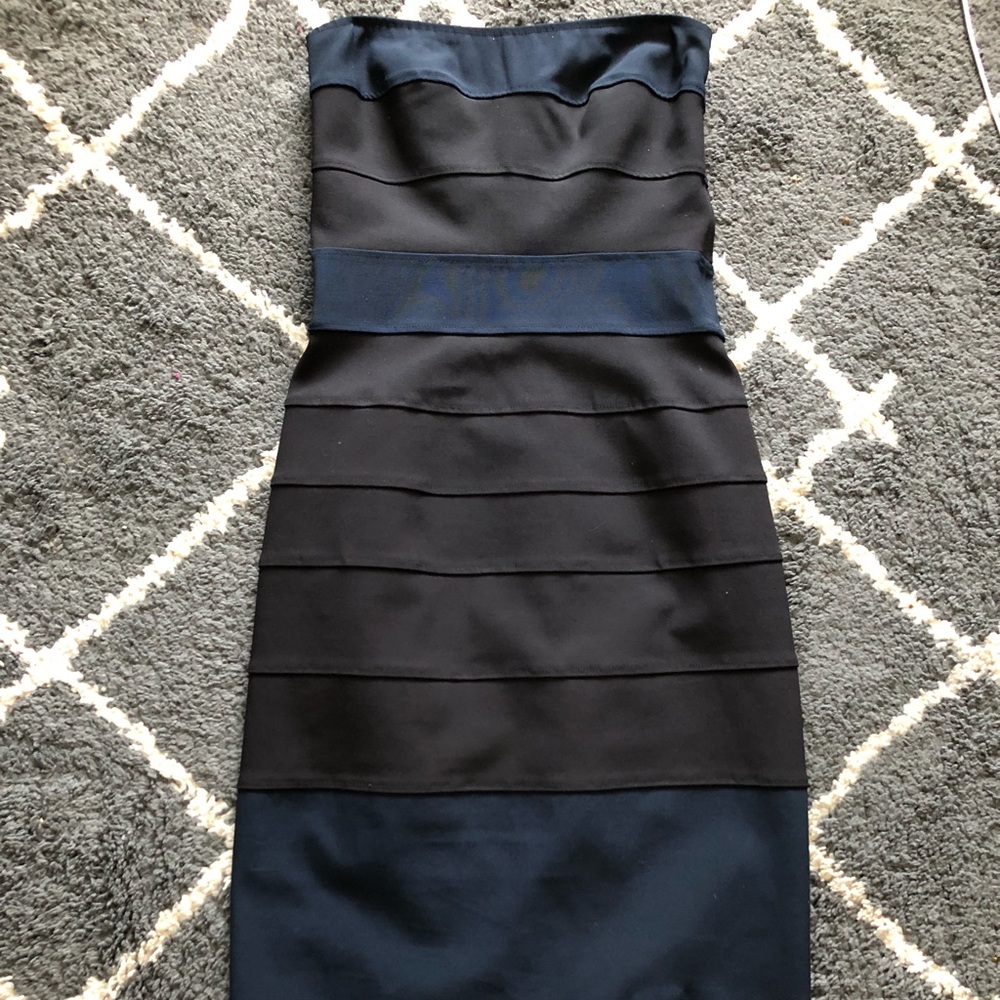 Maria Bianca Nero black and blue strapless dress